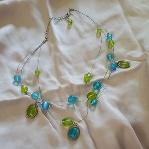 Elegant Blue and Green Beaded Necklace